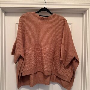 Women's Knit Poncho in Warm Brown